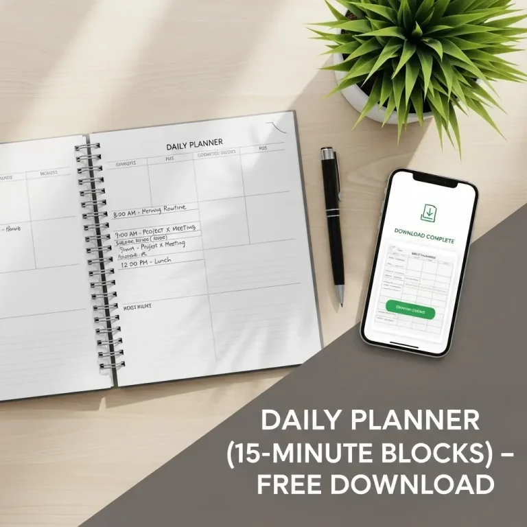 Daily Planner (15-Minute Blocks) – Free Download